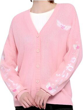 Hot Topic Women's Kawaii Wings Embroidered Cardigan Pink Size Medium / Small